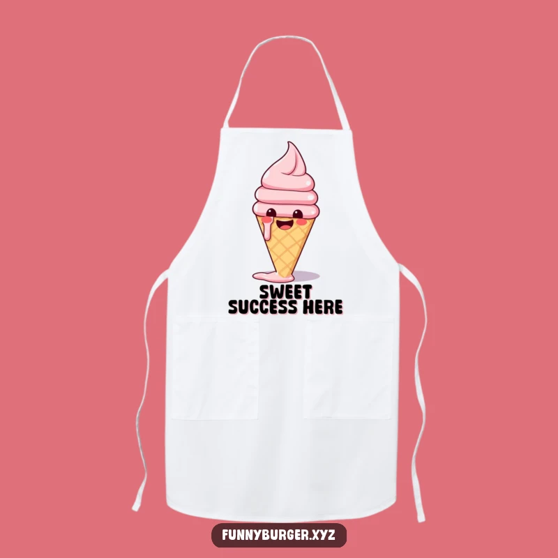 Funny Ice Cream Apron: Chef's Humorous Melting Food Character Kitchen Wear