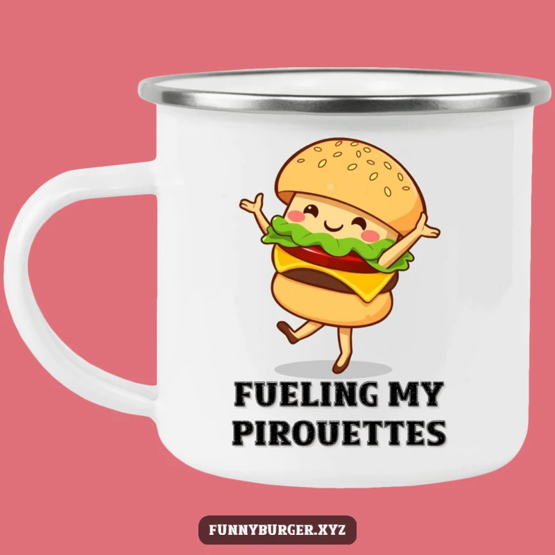 Funny Burger Ballet Camping Mug - Adventure-Ready and Hilarious Foodie Companion Gift