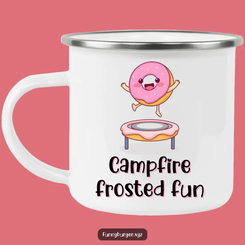 Funny Donut Trampoline Camping Mug - Adventure-Ready and Sweet Foodie Companion Gift