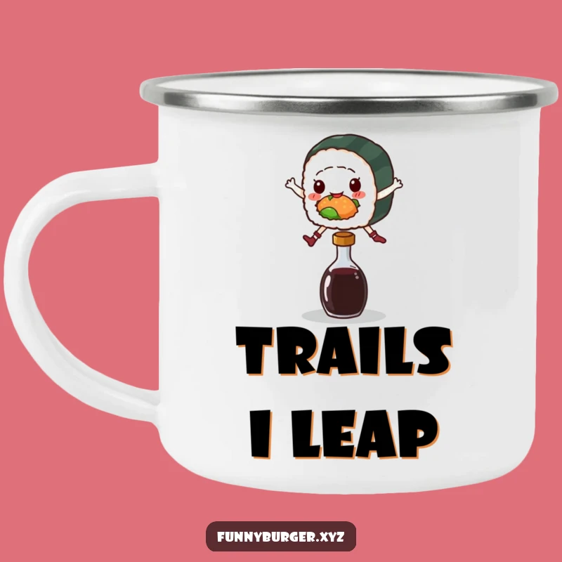 Funny Sushi Jump Camping Mug - Adventure-Ready and Playful Foodie Companion Gift