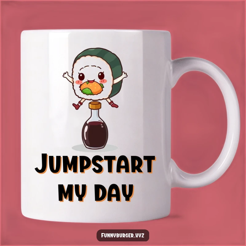 Funny Sushi Jump Mug - Playful Foodie Caffeine Boost and Gift