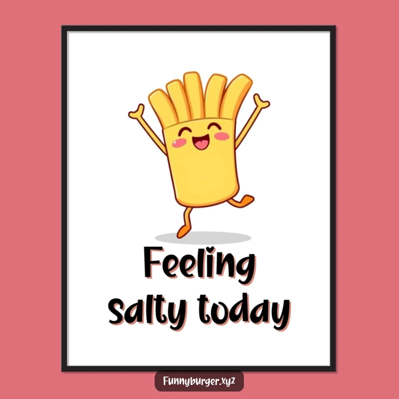 Funny French Fry Digital Print: High-Res Whimsical Jumping Foodie Wall Art