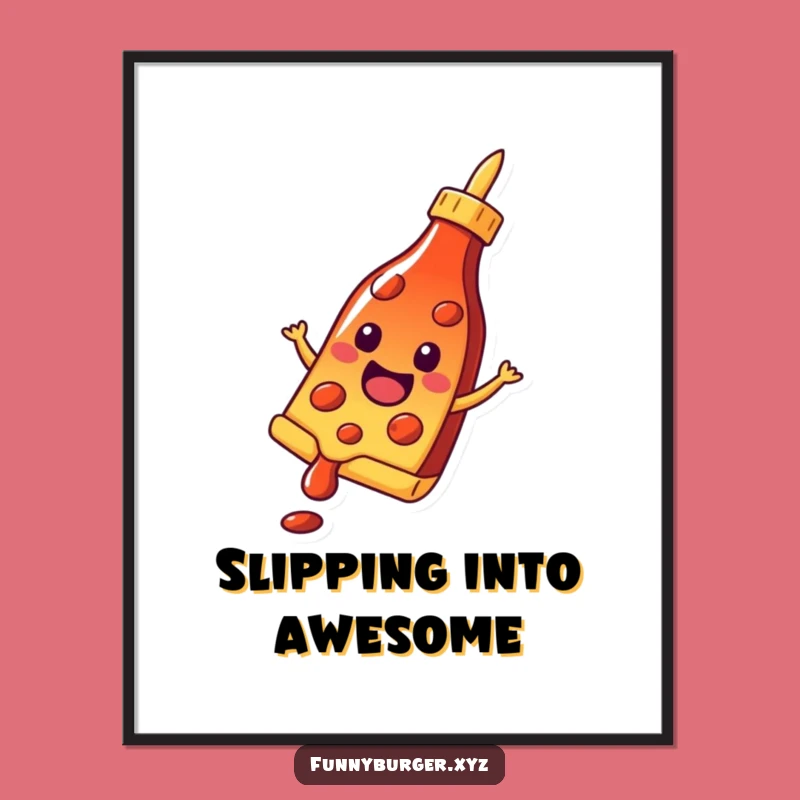 Funny Pizza Slice Digital Print: High-Res Whimsical Sliding Foodie Wall Art