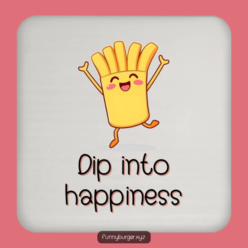 Funny French Fry Coasters: Set of Humorous Jumping Foodie Drink Protectors