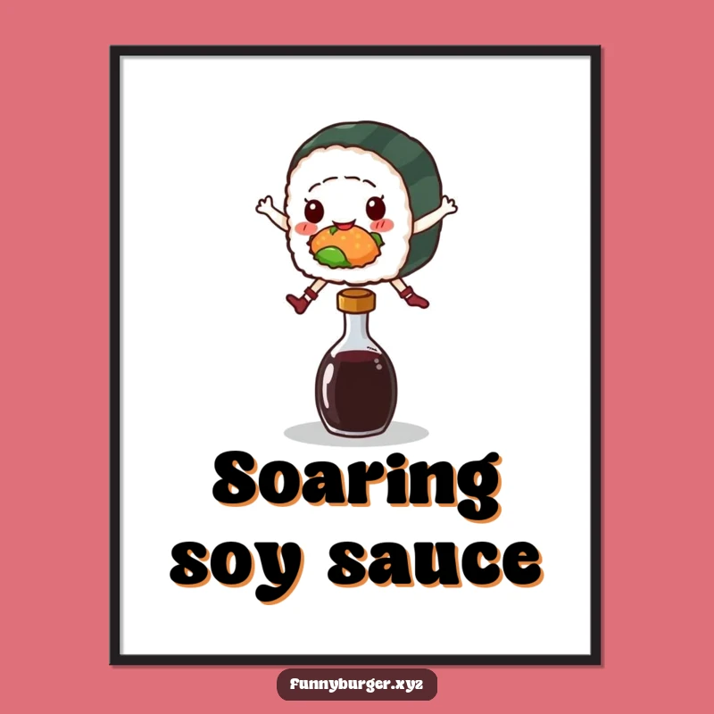 Funny Sushi Jump Poster - Vibrant Food Art and Playful Decor Gift