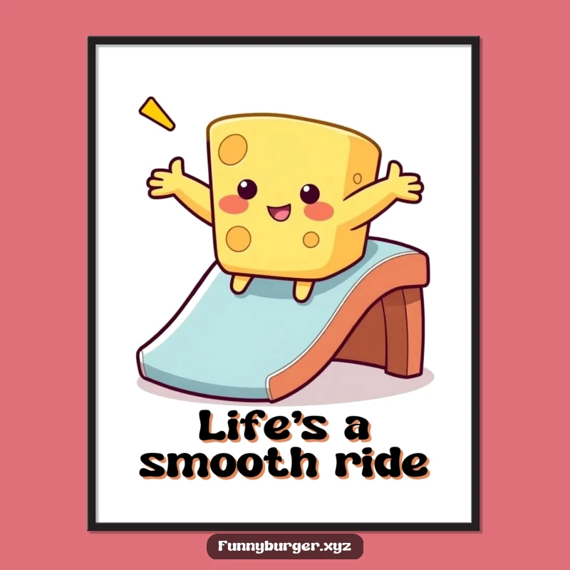 Funny Cheese Sliding Poster, Humorous Wall Art for Kitchens and Gifts