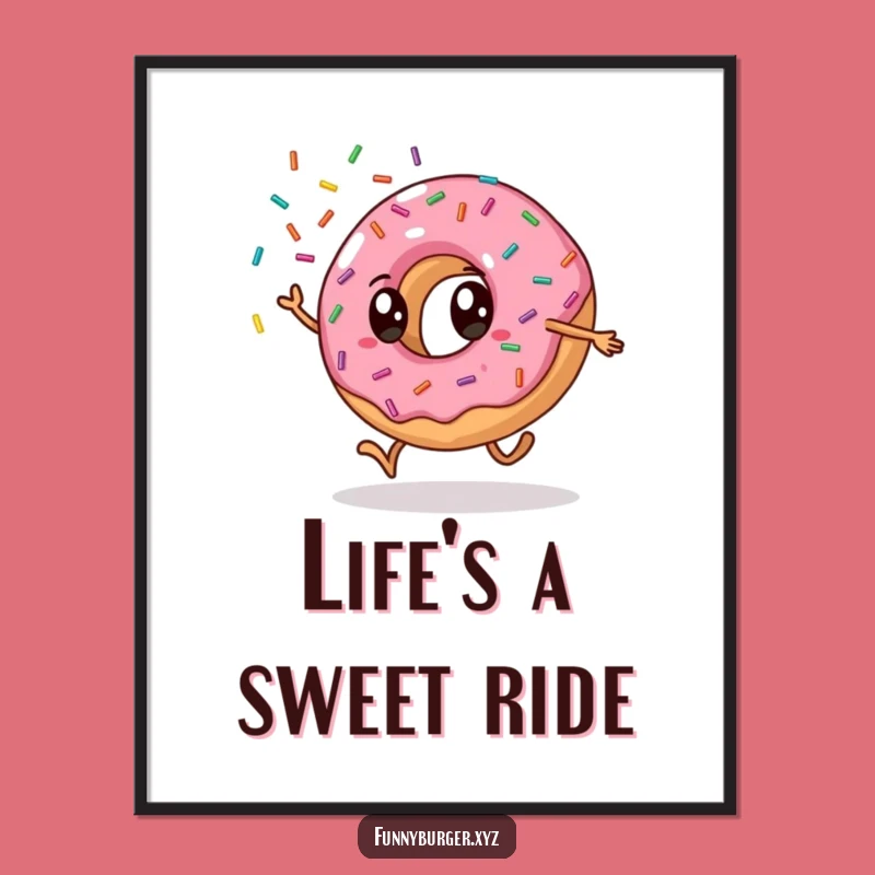 Funny Donut Cartwheel Poster, Humorous Wall Art for Kitchens and Gifts