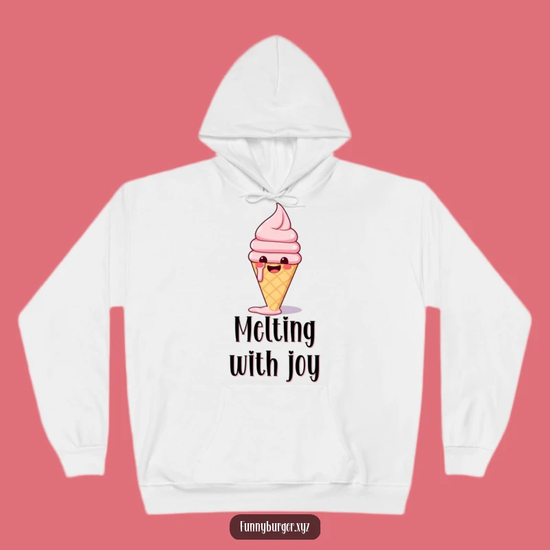 Cozy Funny Ice Cream Hoodie: Warm and Humorous Melting Food Character Apparel