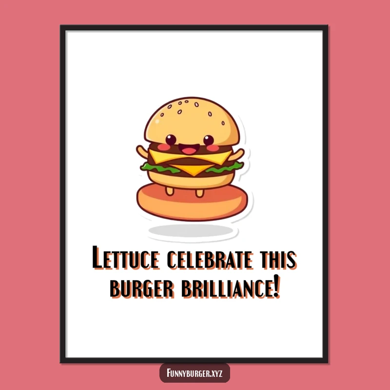 Funny Free Printable Wall Art: Happy Spinning Burger Downloadable Decor