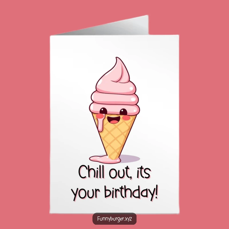 Free Printable Birthday Card: Melting Ice Cream Cone's Joyful Birthday!