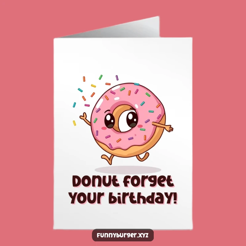 Free Printable Donut Cartwheel Birthday Card: Funny Downloadable Gift for Sweeties
