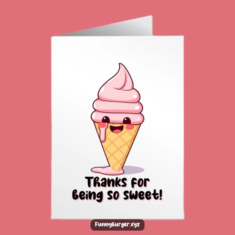 Free Printable Thank You Card: Melting Ice Cream Cone Says Thanks!