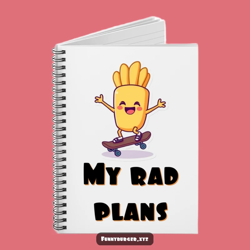 Funny French Fry Skater Notebook - Jot Down Ideas with Cool Foodie Style Gift