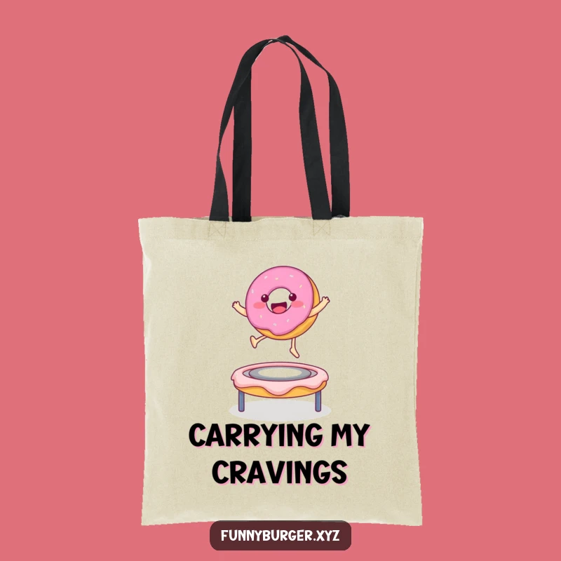 Funny Donut Bounce Tote Bag - Sweet and Playful Foodie Carryall Gift